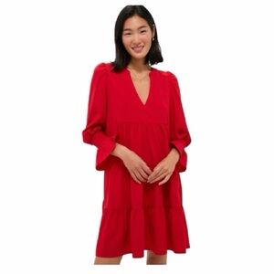 NWT! TUCKERNUCK | POMANDER PLACE Red Crepe Kenzo Dress. Size XXS.
